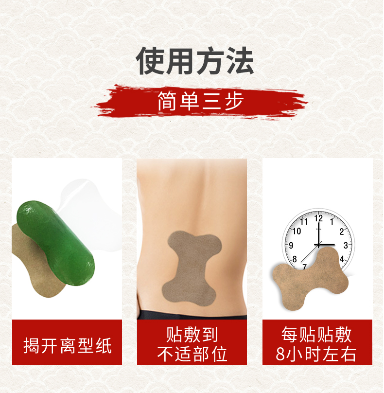 艾草腰椎貼怎么貼，使用說明，艾腰貼的位置圖